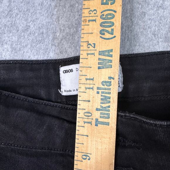 Asos Design Jeans Skinny Mid Rise Men Black W32L34 Distressed Cotton Blend Denim - Picture 7 of 9